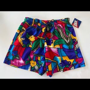 Vintage 90s 80s mom shorts plants abstract large